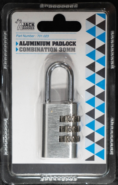 Jack Hammer Padlock Combination Aluminium 30mm