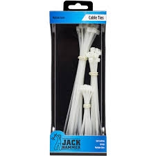 Jack Hammer White Cable Ties 25 pack