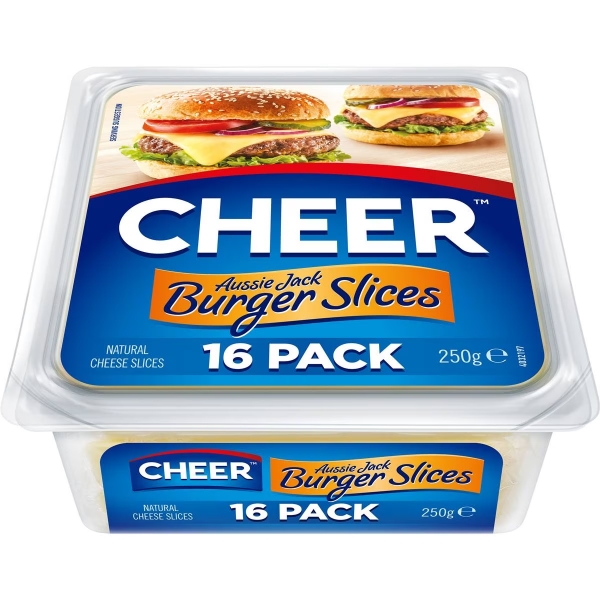 Cheer Cheese Aussie Jack Burger Slices 16 Pack 250g