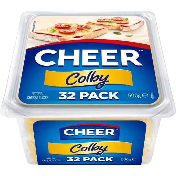 Cheer Cheese Colby Slices 32 Pack 500g