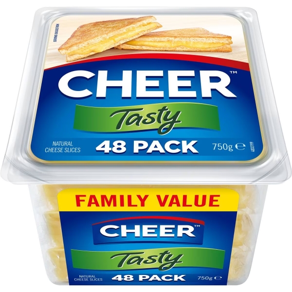 Cheer Cheese Tasty Slices 48 Pack 750g