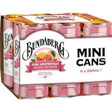 Bundaberg Pink Grapefruit Mini Cans 6 x 200ml