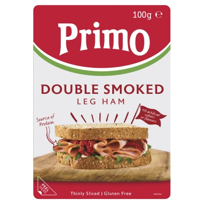 Primo Double Smoked Leg Ham Thinly Sliced 100g