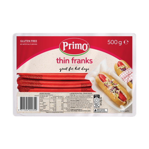 Primo Thin Franks 500g