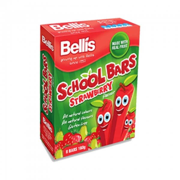 Bellis School Bars Strawberry 8 Pack 160g