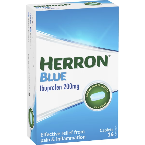 Herron Blue Ibuprofen Caplets 16 Pack