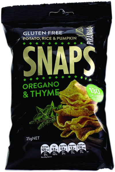 Piranha Snaps Oregano & Thyme Gluten Free 25g