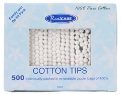 Real Care Cotton Tips Zipper Refills 5 x 100 Pack