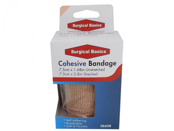 Surgical Basics Cohesive Bandage Self Adhering Tan 7.5cm x 1.68m