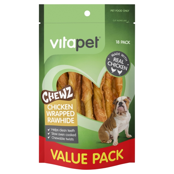 Vitapet Chewz Chicken Wrapped Rawhide 18 Pack