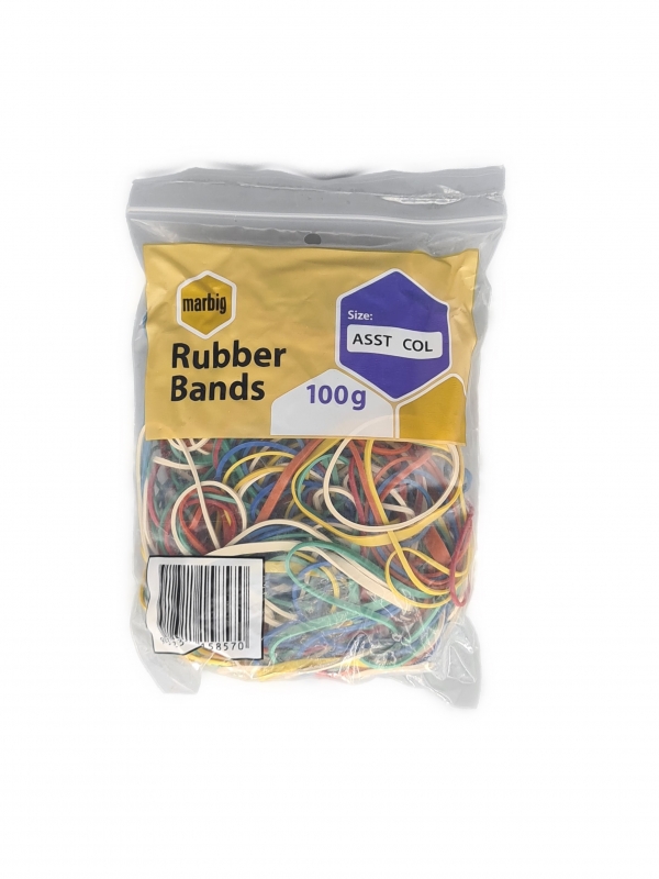 Marbig Rubber Bands Assorted 100g