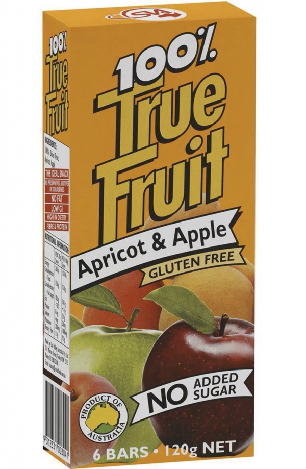 True Fruit Strips Apricot & Apple Gluten Free 6 Pack 120g