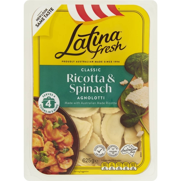 Latina Fresh Pasta Agnolotti Ricotta & Spinach 625g