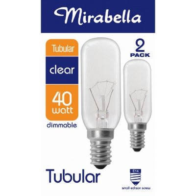 Mirabella Globe Small Edison Screw Tubular Clear 40W 2 Pack