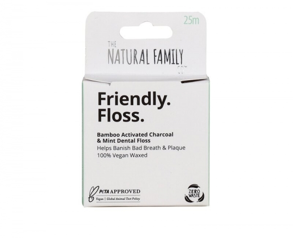 The Natural Family Co Dental Floss Bamboo Charcoal & Mint 25m