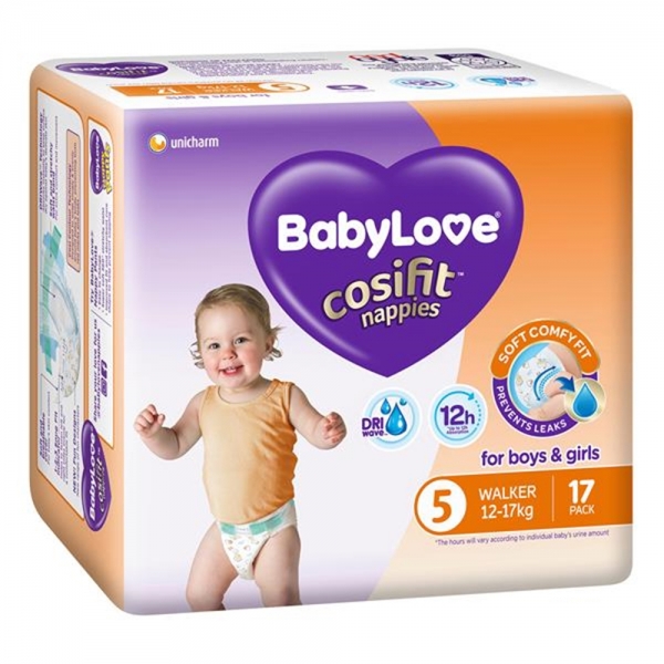 Babylove Nappies Crosfit Walker Size 5 12-17kg 17 Pack