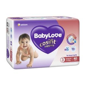 Babylove Nappies Cosifit Crawler 6-11kg 40 Pack