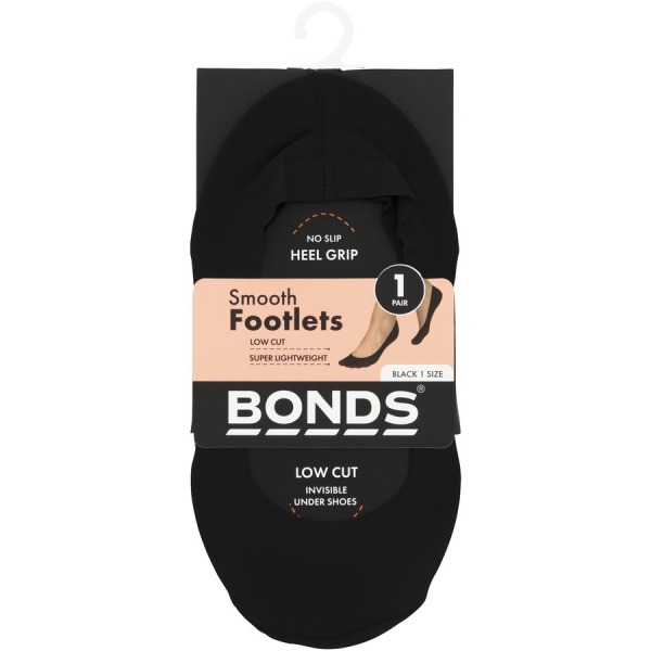 Bonds Footlets Smooth Black 1 Size 1 Pair