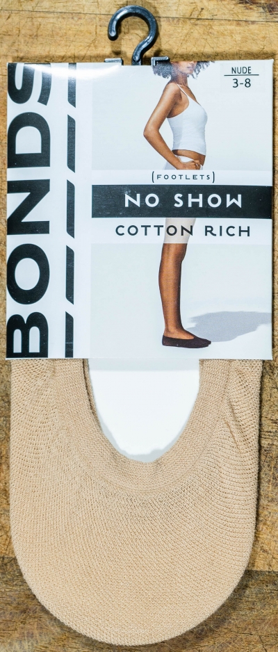 Bonds Cotton Rich Footlets No Show Nude Size 3-8 1 Pack