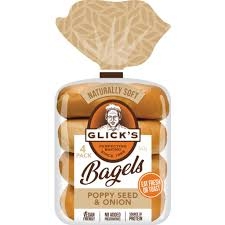 Glick's Bagel Plain Poppy Seed & Onion 4 Pack 360g