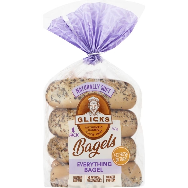 Glick's Everything Bagels 4 Pack 360g