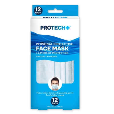 Protech Face Masks White 12 Pack