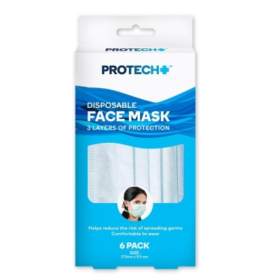 Protech Face Masks White 6 Pack