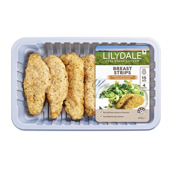 Lilydale Crumbed Chicken Breast Strips 400g (Thawed)