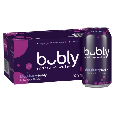 Bubly Sparkling Water Blackberry 8 x 375ml Cans