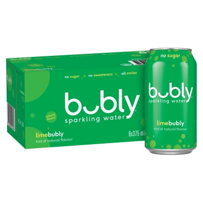 Bubly Sparkling Water Lime 8 x 375ml Cans