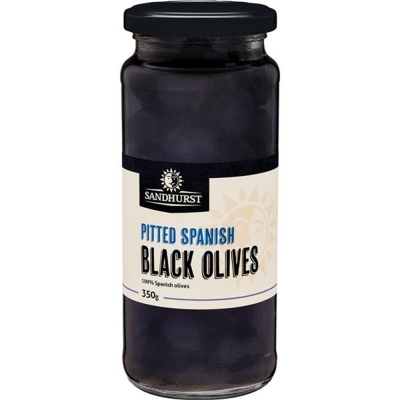 Sandhurst Pitted Black Olives 350g