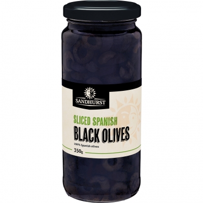 Sandhurst Sliced Black Olives 350g