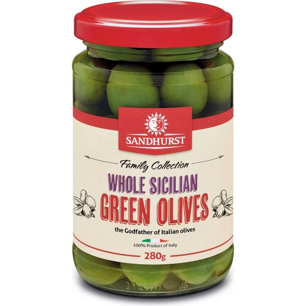 Sandhurst Olives Whole Green Sicilian 280g