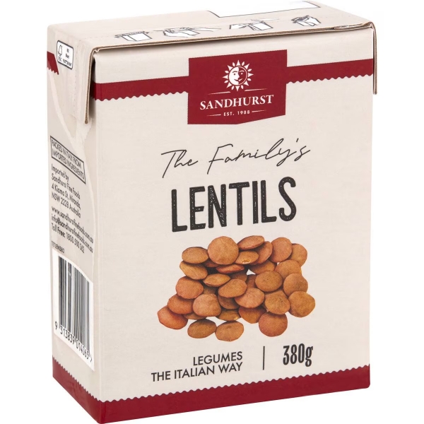 Sandhurst Lentils Tetra Pack 380g