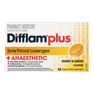 Difflam Plus Lozenges Honey & Lemon 16 Pack