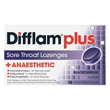 Difflam Plus Lozenges Blackcurrant 16 Pack