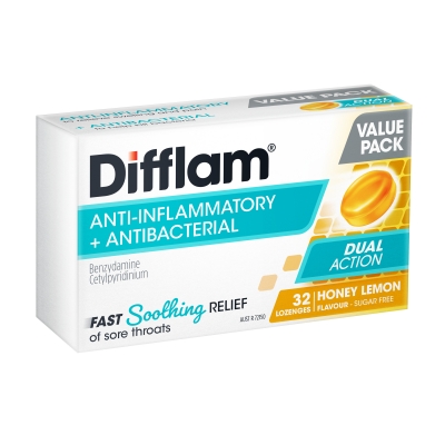 Difflam Anti Inflammatory & Antibacterial Lozenges Honey & Lemon 32 Pack