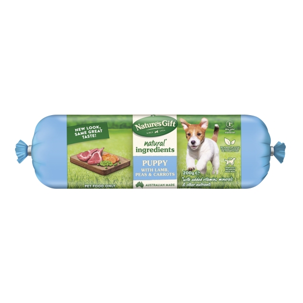 Nature's Gift Deli Puppy Roll Lamb Carrot & Pea 200g