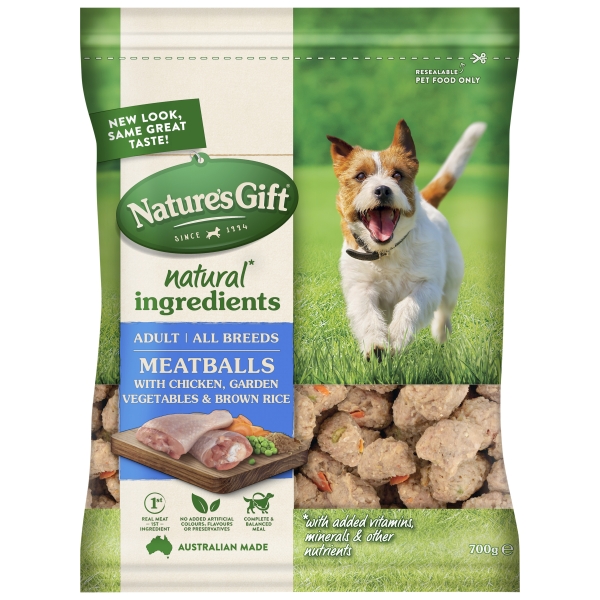 Nature's Gift Dog Food Meatballs With Chicken & Brown Rice 700g