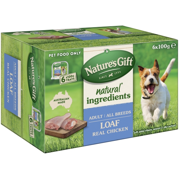 Nature's Gift Dog Food Loaf Chicken Adult 6 x 100g