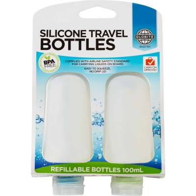 Travel Bottles Silicone 100ml x 2 Clear