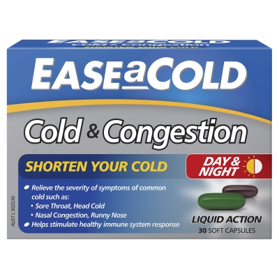 Ease A Cold Cold Congestion Day & Night Liquid Capsules 30 Pack