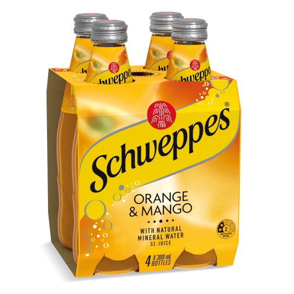 Schweppes Mineral Water Orange & Mango 4 x 300ml