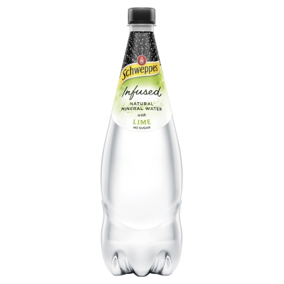 Schweppes Mineral Water Infused Lime No Sugar 1.1lt