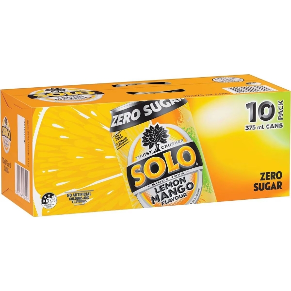 Solo Lemon Mango Zero Sugar 10 x 375ml Cans