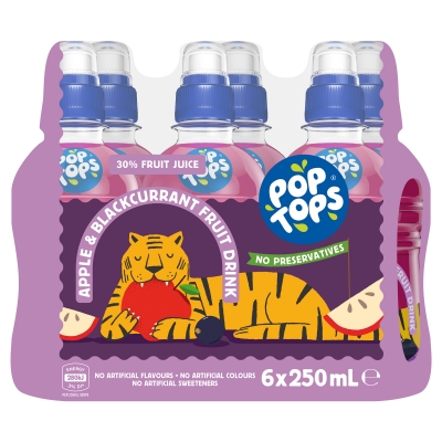 Pop Top Fruit Drink Apple Blackcurrant 6 x 250ml