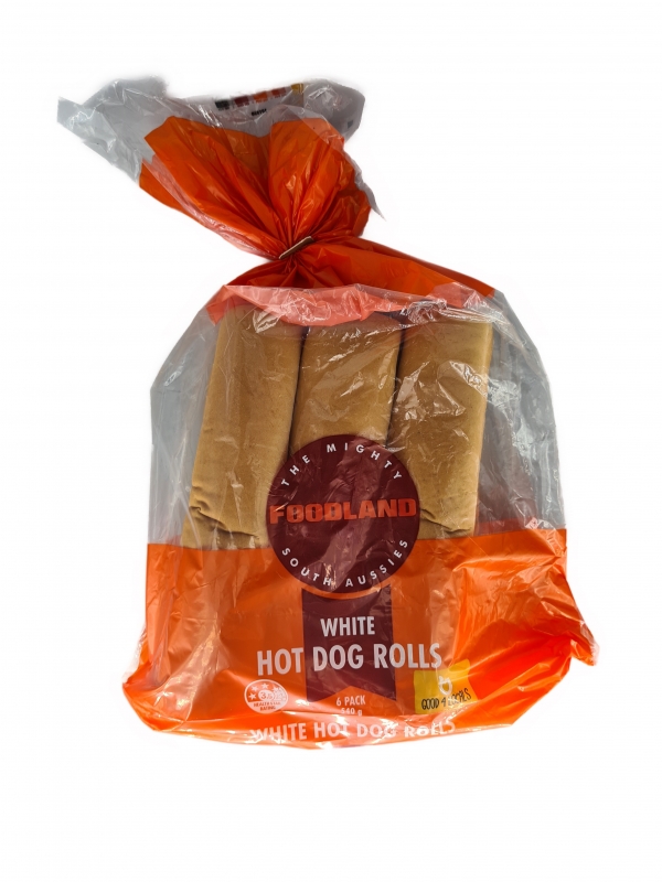 Foodland Hot Dog Rolls White 6 Pack