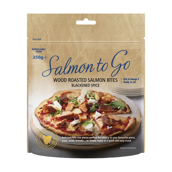 Huon Salmon To Go Blackened Spice Wood Roasted Salmon Bites 250g