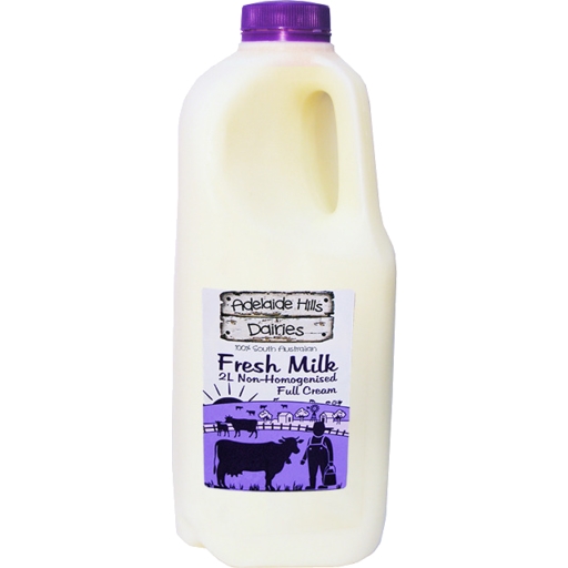 Adelaide Hills Dairies Milk Full Cream Unhomogenised 2lt