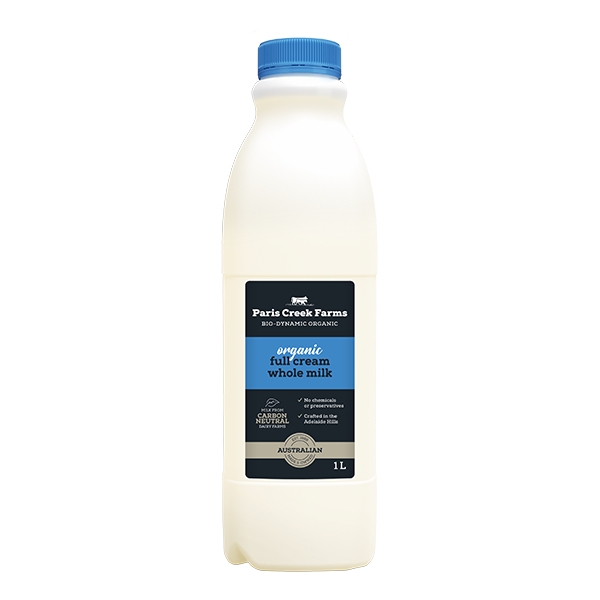 Paris Creek Farms Organic Bio Dynamic Milk Full Cream 1lt